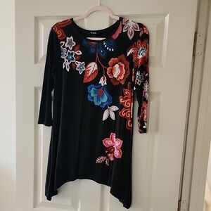 Desigual Black Top with Vibrant Floral Design